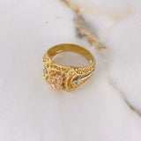 Anillo Caballo Espadas 10.3gr / T10 1/2 / Circones Blancos Tres Oros $