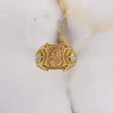 Anillo Caballo Espadas 10gr / T10 1/2 / Circones Blancos Tres Oros $