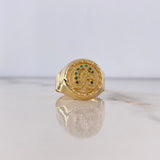 Anillo Sello Herradura Caballo 3.7gr / T11 / Circones Verdes Oro Amarillo $