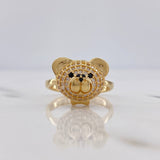 Anillo Rostro Oso 4.75gr / T7 3/4 / Circones Blancos Negros Oro Amarillo &