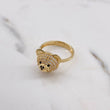 Anillo Rostro Oso 4.75gr / T7 3/4 / Circones Blancos Negros Oro Amarillo &