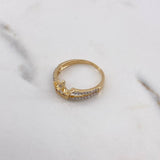 Anillo Corona 2gr / T6 1/2 / Circones Blancos Dos Oros Amarillo Blanco &