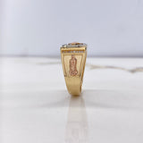 Anillo Sello Cristo 7.75gr / T11 / Circones Blancos Tres Oros $