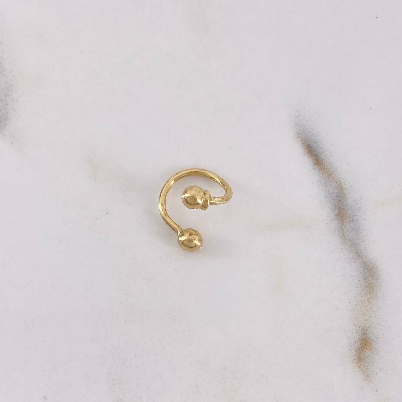 Piercing Espiral 0.5gr / 1cm / 3mm Bola Rosca Oro Amarillo (Joya) $