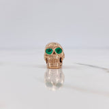 Herraje Calavera 4.5gr / 1.3cm / Esmeralda 1.6 Qts Oro Rosa 18K (Joya) $