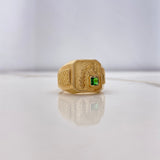 Anillo Sello Espiga 9.4gr / T8 1/2 / Circon Verde   Oro Amarillo $