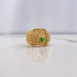 Anillo Sello Espiga 9.4gr / T8 1/2 / Circon Verde   Oro Amarillo $