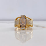 Anillo Virgen Guadalupe 8.75gr / T8 1/4 / Circones Blancos Dos Oros Amarillo Blanco $