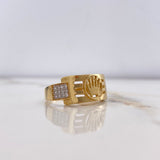 Anillo Corona 4.5gr / T10 1/4 / Circones Blancos Oro Amarillo $