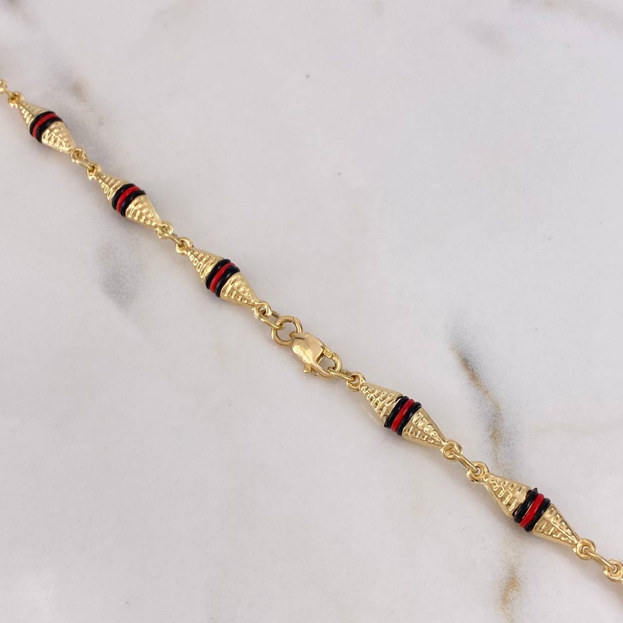 Cadena Dubai 10gr / 60cm / 4.9mm Cauchos Negros Rojos Oro Amarillo 18K $