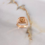 Anillo Sello León 3.4gr / T9 3/4 / Correa Dos Oros Amarillo Rosa $