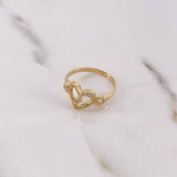 Anillo Corazon 2.35gr / T7 1/4 / Circones Blancos Oro Amarillo 18K $