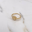 Anillo Aro Trebol 2.3gr / T7 1/4 / Circones Blancos Oro Amarillo 18K $