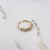 Anillo Tupido 2.15gr / T7 3/4 / Circones Blancos Verdes Oro Amarillo 18K $