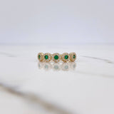 Anillo Tupido 2.15gr / T7 3/4 / Circones Blancos Verdes Oro Amarillo 18K $