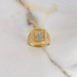 Anillo Sello Sagrado Corazón 3.65gr / T9 / Correa Dos Oros Amarillo Blanco $