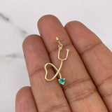 Dije Fonendoscopio 0.9gr / 2.7cm / Esmeralda 9pts Oro Amarillo 18K (Joya) $