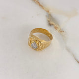 Anillo Sello Sagrado Corazón 3.65gr / T9 / Correa Dos Oros Amarillo Blanco $