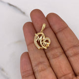 Dije Corazon Mom 4.05gr / 2.6cm / Circones Blancos Oro Amarillo 18K #