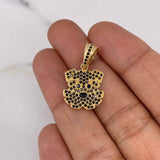 Dije Perro  2.9gr / 2.4cm / Circones Negros Oro Amarillo 18K #