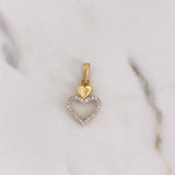 Dije Corazon Silueta 1.1gr / 2.3cm / Circones Blancos Oro Amarillo 18K &