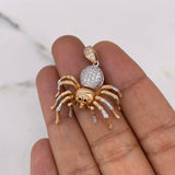 Dije Araña 4.9gr / 3cm / Circones Blancos Negros Dos Oros Blanco Rosa 18K &