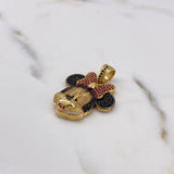 Dije Ratona 7.4gr / 3.2cm / Circones Blancos-Negros-Fucsias Oro Amarillo 18K #