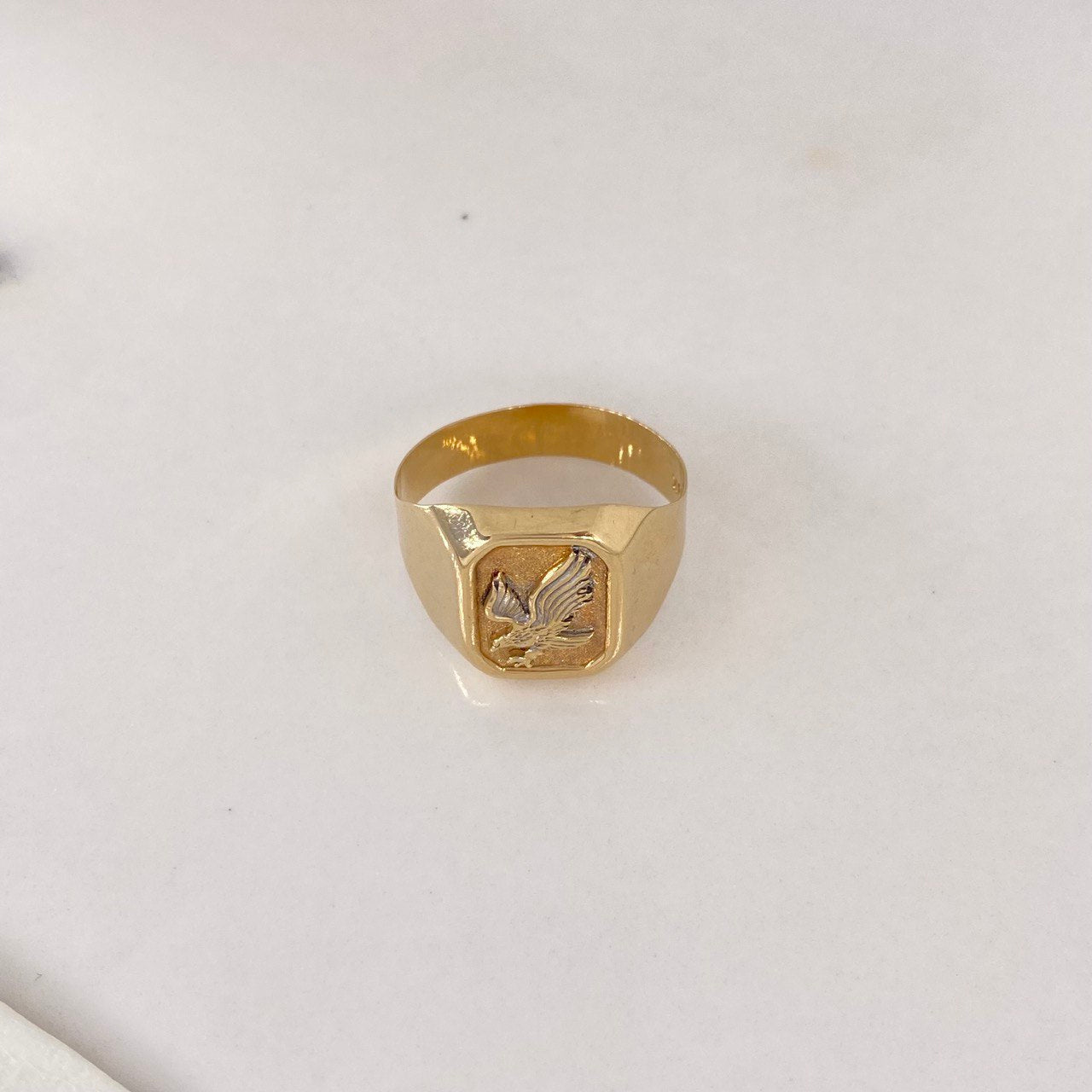 Anillo Sello Aguila 3.35gr / T11 / Dos Oros Amarillo Blanco $