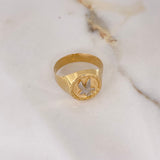 Anillo Sello Aguila 3.65gr / T12 1/2 / Redondo Dos Oros Amarillo Blanco $