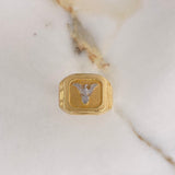 Anillo Sello Aguila 3.55gr / T10 3/4 / Dos Oros Amarillo Blanco $