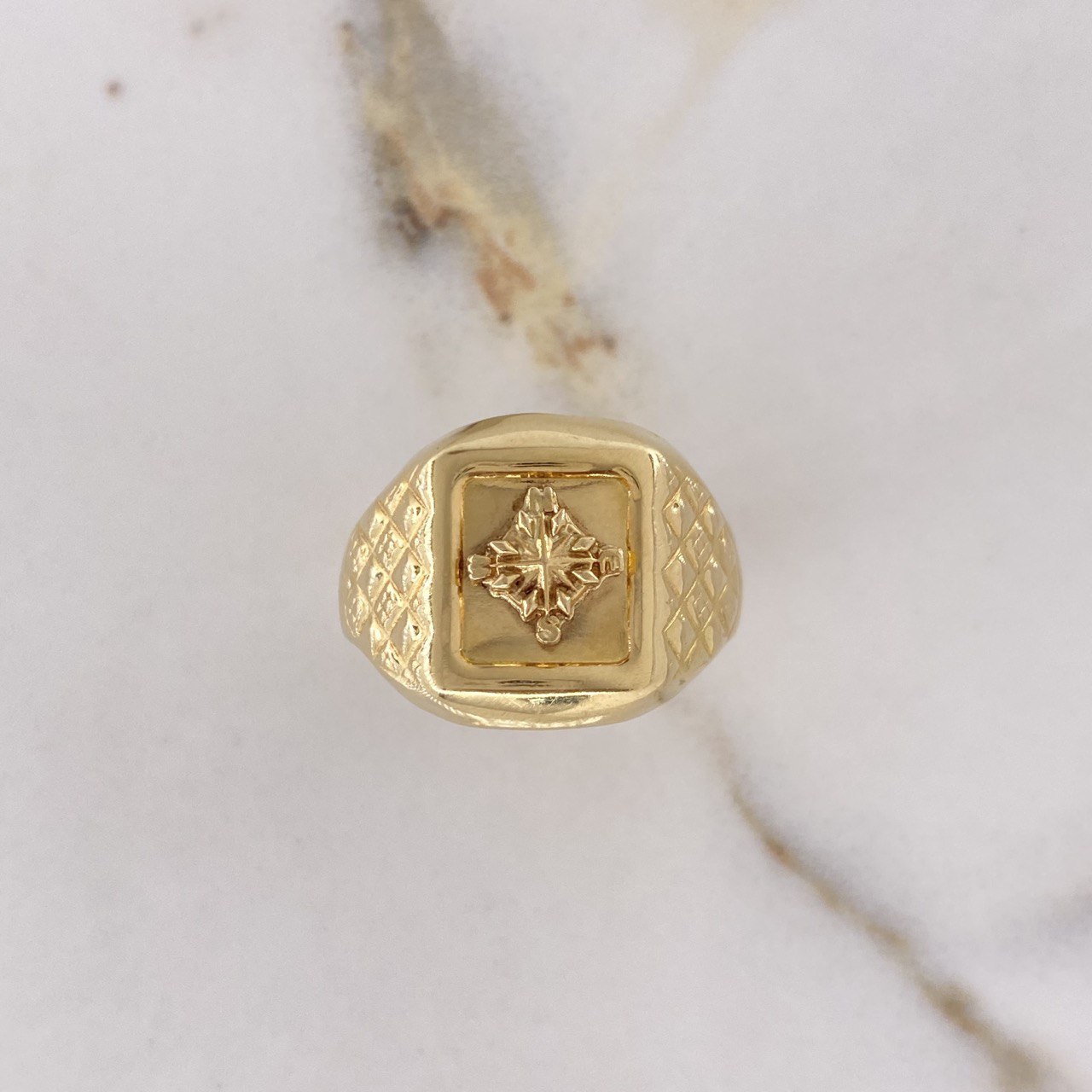 Anillo Sello Brujula 4.25gr / T11 / Oro Amarillo $