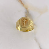 Anillo Sello Cristo 4.3gr / T11 3/4 / Punteado Oro Amarillo $