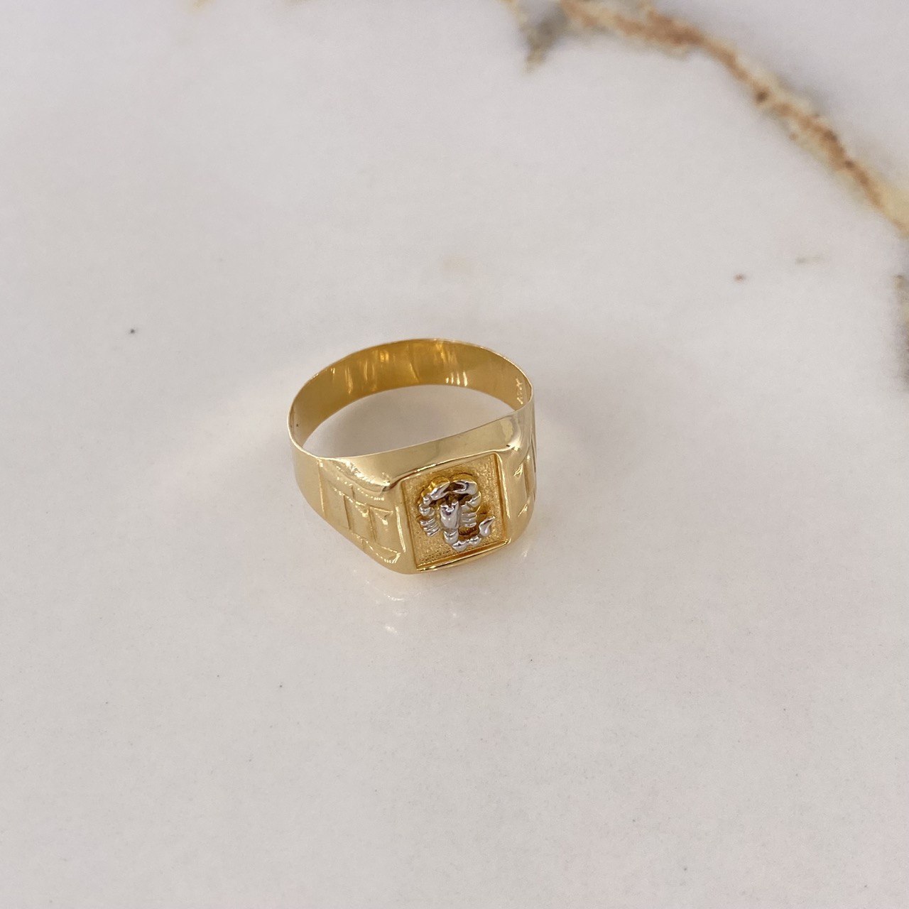 Anillo Sello Escorpion 3.55gr / T11 3/4 / Dos Oros Amarillo Blanco $