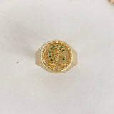 Anillo Sello Herradura Caballo 3.7gr / T11 / Circones Verdes Oro Amarillo $