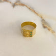 Anillo Quimbaya 3.2gr / T9 1/2 / Circones Verdes Oro Amarillo $