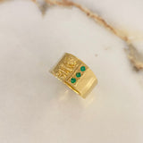 Anillo Quimbaya 3.2gr / T9 1/2 / Circones Verdes Oro Amarillo $