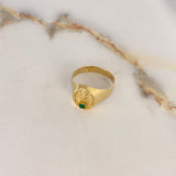 Anillo Sello Pre Colombino 2.6gr / T10 3/4 / Circon Verde Oro Amarillo $