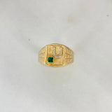 Anillo Sello Herradura 3.2gr / T11 1/4 / Circon Verde Oro Amarillo $