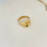 Anillo Sello Herradura 3.2gr / T11 1/4 / Circon Verde Oro Amarillo $