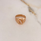 Anillo Sello Trinity 3.85gr / T9 1/2 / Circones Blancos Oro Rosa $