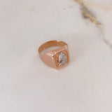 Anillo Sello Caballo 3.7gr / T10 / Dos Oros Blanco Rosa $