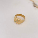 Anillo Sello Trinity 3.3gr / T9 1/4 / Circones Verdes Oro Amarillo $