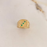 Anillo Sello Trinity 3.3gr / T9 1/4 / Circones Verdes Oro Amarillo $