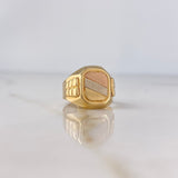 Anillo Sello 4.15gr / T6 3/4 / Cuadrado Rayado Tres Oros $