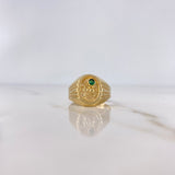 Anillo Sello Caballo 2.95gr / T11 / Circon Verde Oro Amarillo $