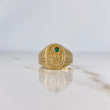 Anillo Sello Caballo 2.95gr / T11 / Circon Verde Oro Amarillo $