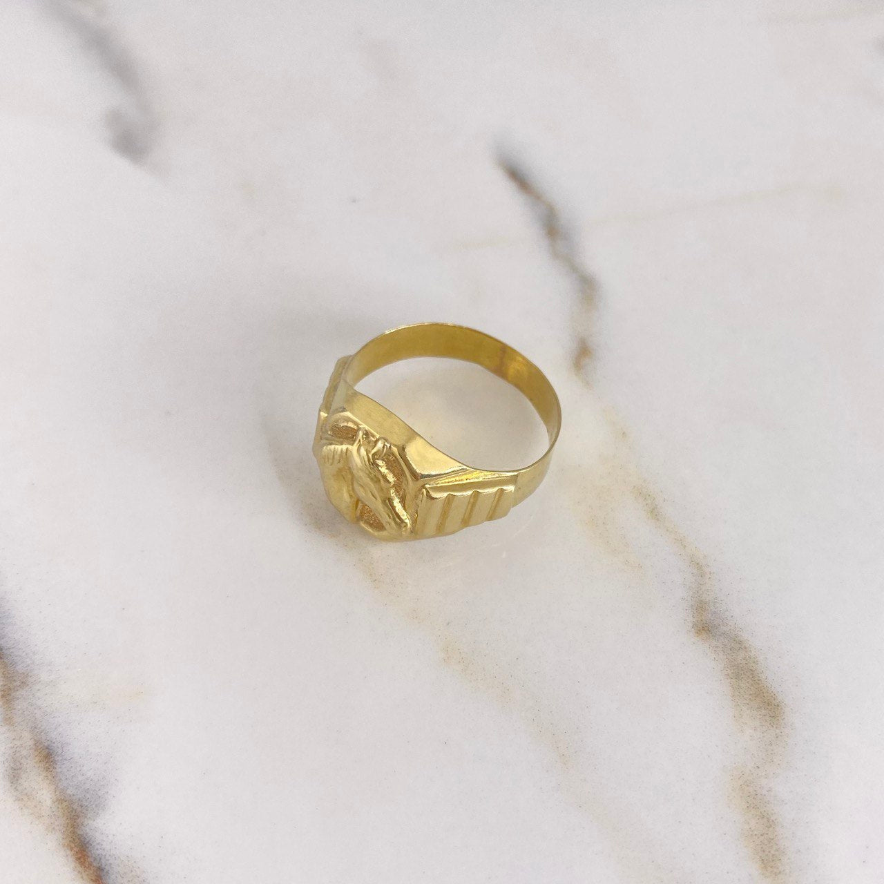 Anillo Sello Caballo 5gr / T9 3/4 / Correa Oro Amarillo $