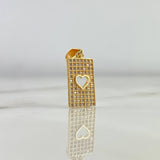 Dije Corazón Rectangular 2.95gr / 3cm / Circones Blancos Oro Amarillo $