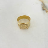 Anillo Sello Armas 3.5gr / T9 1/4 / Circones Blancos Oro Amarillo $