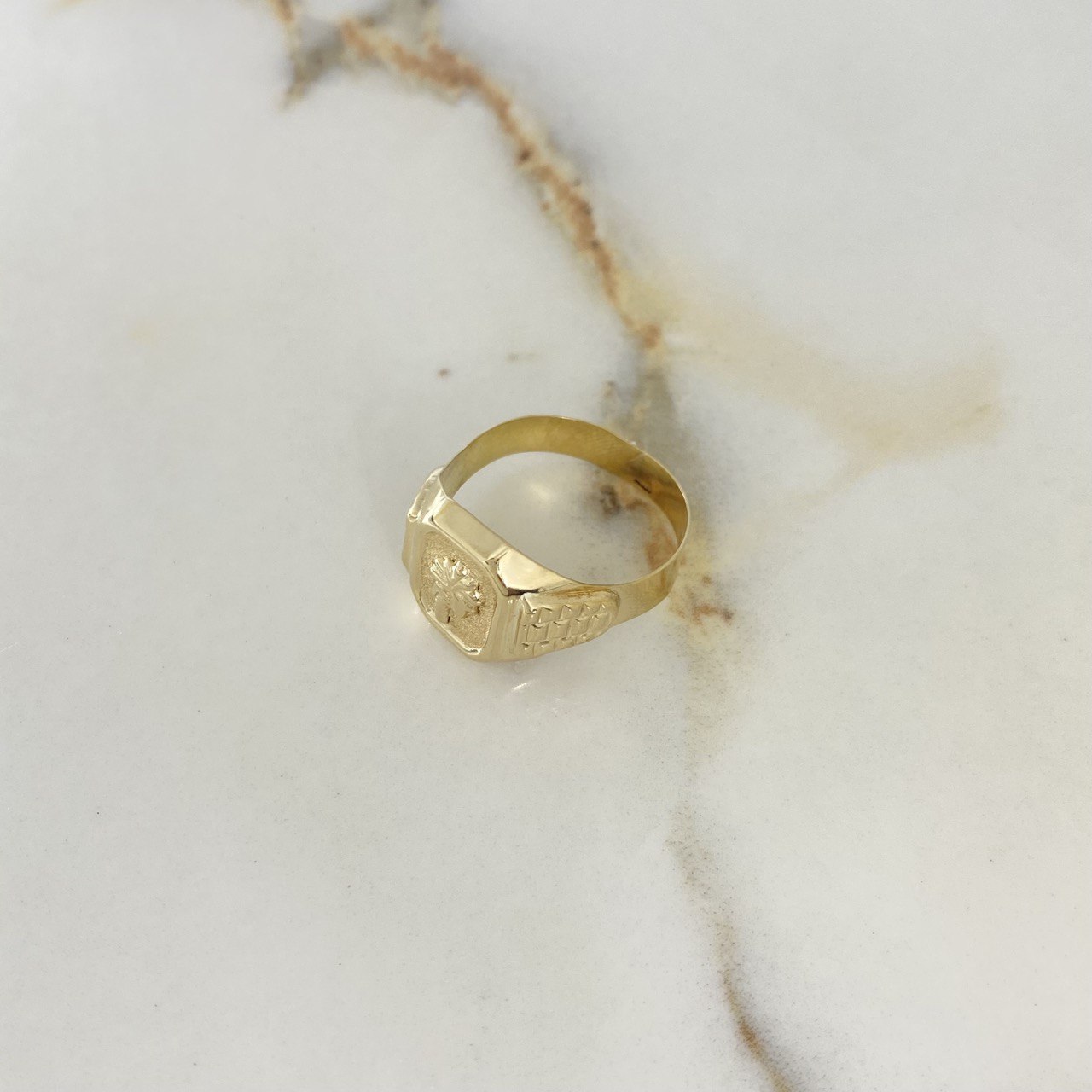 Anillo Sello Palma 3.65gr / T10 1/4 / Correa Oro Amarillo $